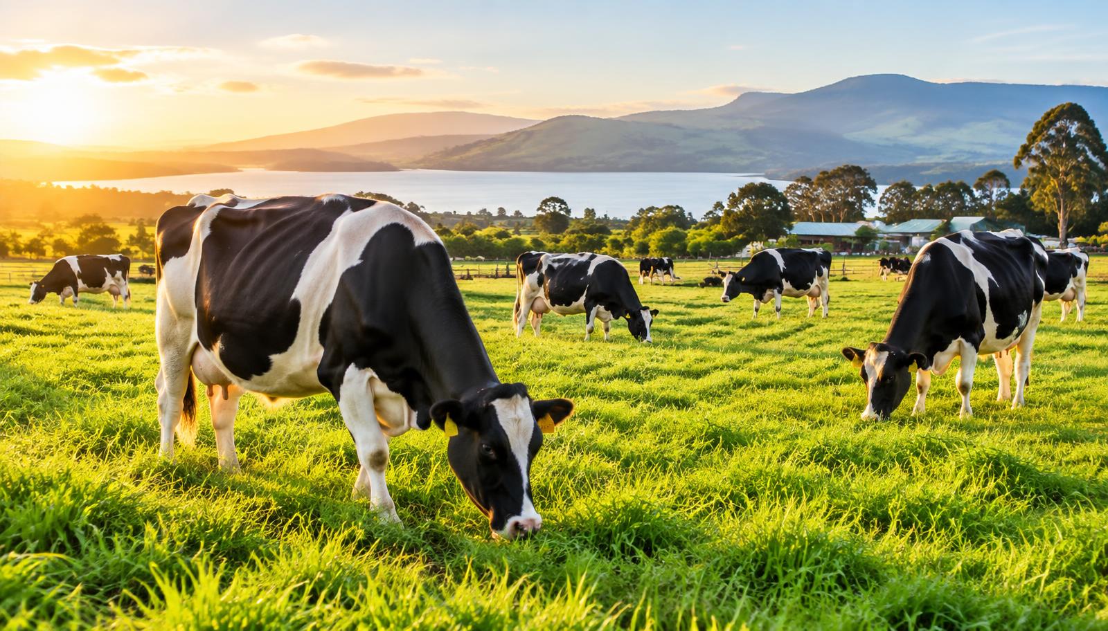 Cows grazing on a green Delamere Farm style pasture near Naivasha